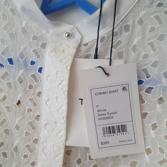 🌙HP💫NWT Theory Daisy Eyelet Cotton Silk Shirt - Picture 2 of 14